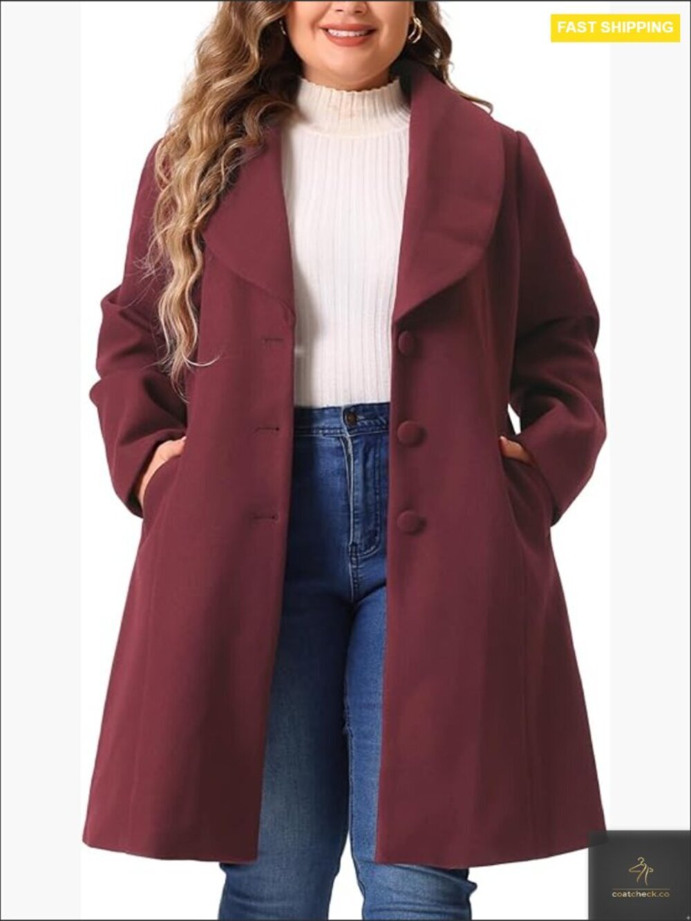 Elegant Notched Shawl Collar Trench Coat Classic Fitted Pea Coat Outerwear